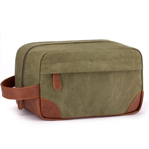 Vorspack Toiletry Bag Hanging Dopp Kit for Men Water Resistant Canvas Shaving Bag with Large Capacity for Travel - Green
