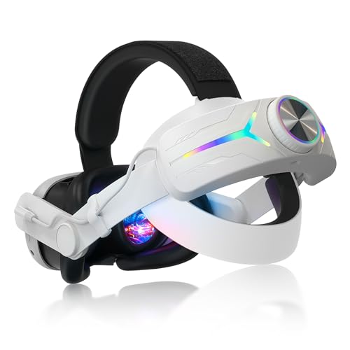 Orzero Head Strap accessories compatible for Quest 3 with Extended 8000mah Battery Pack, Fast charging 9V 2A Extended Gaming Time with RGB Light - White