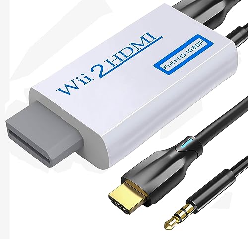 sartyee Wii to HDMI Converter, Wii HDMI Adapter with hdmi Cable for HD Video Audio Output with 3.5mm Audio Cable, Supports All Wii Display Modes 1080P 720P, Wii, Wii U, HDTV, Monitor, NTSC