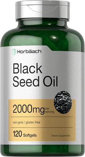 Horbaach Black Seed Oil 2000mg | 120 Softgel Capsules | Cold Pressed Nigella Sativa Pills | Non-GMO, Gluten Free Supplement