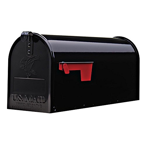 ShoppingOnBed Medium Black Galvanized Steel Post-Mount Mailbox, 6.92 in. W x 8.87in. H x 20.05 in. L - Black Mailbox - Mailboxes for Outside - Metal Mailbox Post Mount