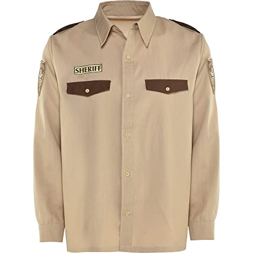 Brown Men's Sheriff Costume Shirt - 1 Pc. - Classic Western Style, Perfect For Parties, Halloween & Theme events