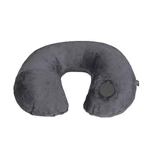 Lewis N. Clark Compact Portable Adjustable and Inflatable Cervical Neck Pillow for Travel, Gray, One Size