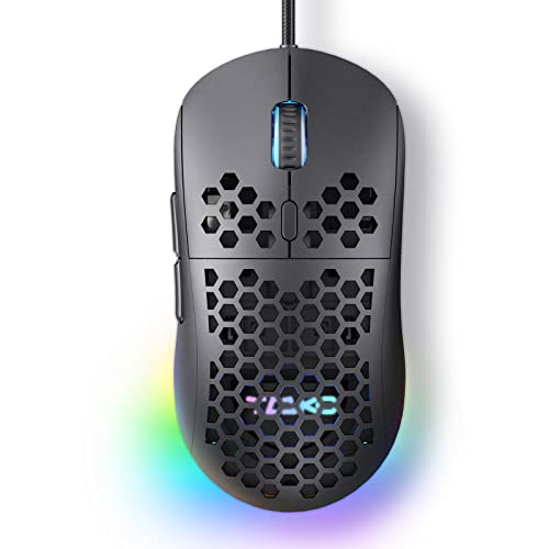 TMKB Falcon M1SE Ultralight Honeycomb Gaming Mouse, High-Precision 12800DPI Optical Sensor, 6 Programmable Buttons, Customizable RGB, Drag-Free Paracord, Ergonomic Wired Gaming Mouse - Matte Black