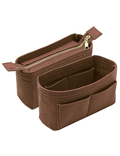 LEXSION Organizer,Bag Organizer,Insert purse organizer with 2 packs in one set fit NeoNoe Noé Series perfectly Brown