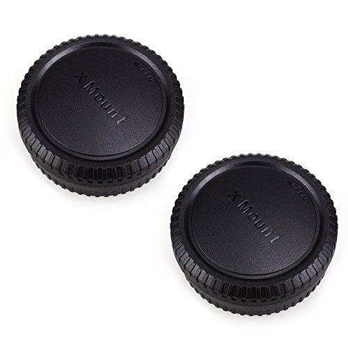 JJC 2-Pack Body Cap and Rear Lens Cover Kit for Fuji Fujifilm X Mount Cameras and Lenses Such as Fujifilm X-T30 X-T20 X-T200 X-S20 X-S10 X-H1 X-H2 X-H2S X-T5 X-T4 X-T3 X-T2 X-E4 X-E3 X-A7 X-A5 & More