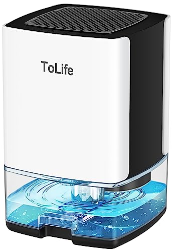 Dehumidifiers for Home 30 OZ Water Tank with Auto-Off, Portable Small Dehumidifier for Room,Bathroom,Bedroom,RV, Closet 500 sq.ft,7 Colors LED Light (White)