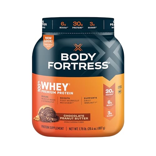 Body Fortress 100% Whey, Premium Protein Powder, Chocolate Peanut Butter, 1.78lbs (Packaging May Vary)