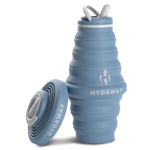 HYDAWAY Collapsible Water Bottle - 25oz I Reusable Water Bottle with Flip Top Lid for Travel, Hiking, Backpacking I Portable & Leakproof, Food-Grade Silicone, BPA Free, Collapses to 1.5”