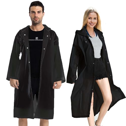 COOY Rain Coats (2 Pack) - Reusable EVA Rain Ponchos for Adults Rain Jackets Raincoats for Men Women