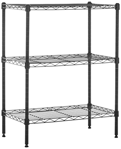 Amazon Basics 3-Shelf Adjustable, Heavy Duty Storage Shelving Unit (250 lbs loading capacity per shelf), Steel Organizer Wire Rack, 23.2'L x 13.4'W x 30'H, Black