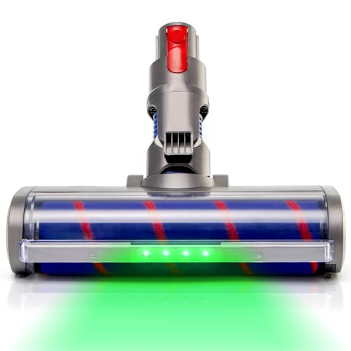 ELVANO Cleaner Head Soft Roller Brush: Motorhead Compatible with Dyson V7 V8 V10 V11 V15 Cordless Vacuum Attachment with Dust LED Lights - Quick-Release Replacement Parts for Hard Floor