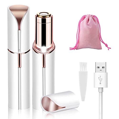 Facial Hair Removal for Women, USB Mini Hair Remover, Rosarden Electric Razor Shaver Portable Bikini Epilator for Lips, Chin, Armpit, Peach Fuzz, Fingers, Arms, Legs and Body, with Storage Bag (White)
