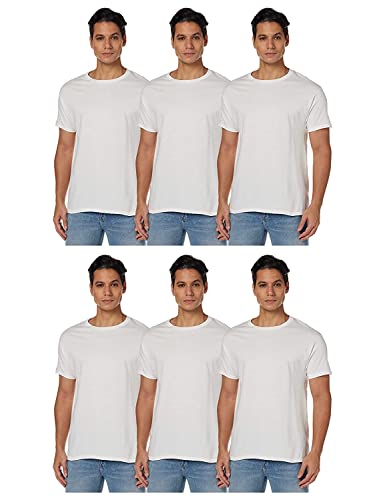Hanes mens Essentials Short Sleeve T-shirt Value Pack fashion t shirts, White - 6 Pack, Medium US