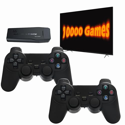 Nikodocr Retro Game Console, Plug and Play Video Game Stick Built in 10000+ Games,9 Classic Emulators, 4K High Definition HDMI Output for TV with Dual Controllers