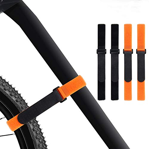 SANNIX 4 Pcs Reusable Bike Wheel Strap Adjustable Bike Wheel Stabilizer Straps Bike Rack Strap with Durable Hook (Black and Orange)