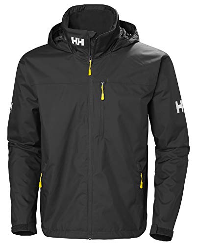 Helly Hansen Men's Crew Hooded Waterproof Windproof Breathable Rain Coat Jacket, 990 Black, Medium