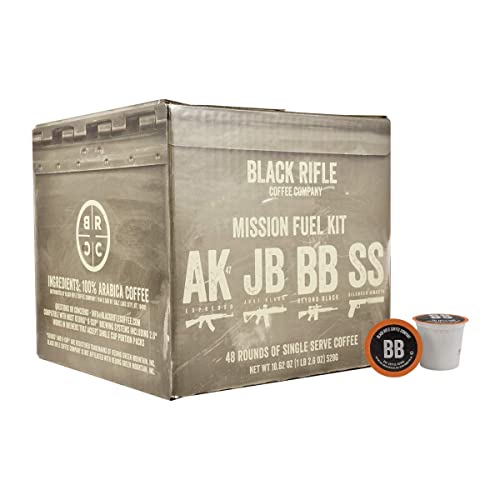 Black Rifle Coffee Company Supply Drop Variety Pack, With Silencer Smooth, AK Espresso, Just Black, and Beyond Black Blends, 48 Coffee Pods