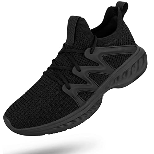 Pujcs Mens Tennis Shoes Casual Lightweight Breathable Non Slip Comfortable Athletic Running Walking Sneakers Black 12