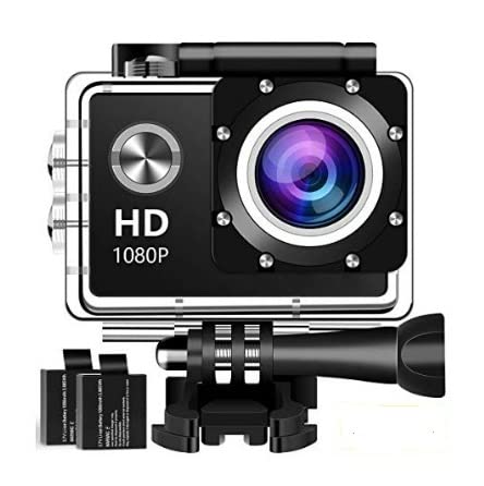 Action Camera, 12MP 1080P 2 Inch LCD Screen, Waterproof Sports Cam 120 Degree Wide Angle Lens, 30m Sport Camera DV Camcorder with with 2 Rechargeable Batteries and Mounting Accessories Kit