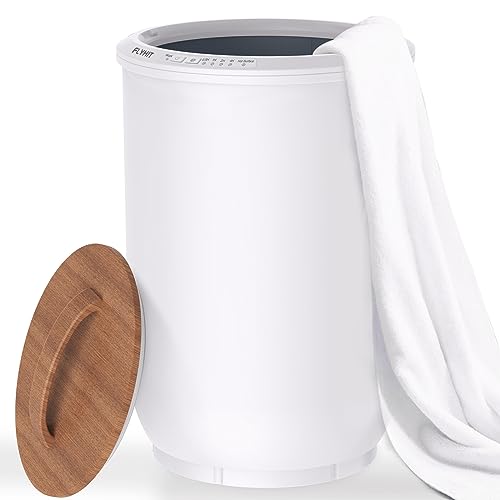 FLYHIT Luxury Towel Warmers for Bathroom - Wooden Lid, Large Towel Warmer Bucket, Auto Shut Off, Fits Up to Two 40'X70' Oversized Towels, Best Ideals