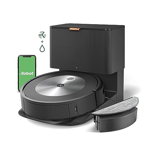 iRobot Roomba Combo j5+ Self-Emptying Robot Vacuum & Mop – Identifies and Avoids Obstacles Like Pet Waste & Cords, Empties Itself for 60 Days, Clean by Room with Smart Mapping, Alexa​
