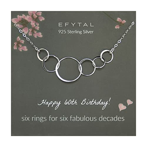 EFYTAL 60th Birthday Gifts for Women, Sterling Silver Six Circle Necklace for Her, Gifts for 60 Year Old Woman, 60th Birthday Necklace, Birthday Gifts for Women Turning 60, 60th Birthday Gift Ideas