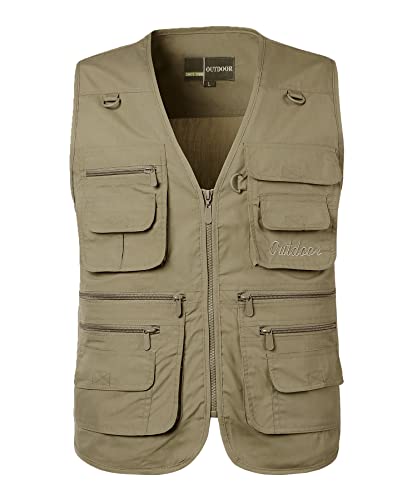 OlyljpinZ Men's Casual Lightweight Outdoor Vest Quick Dry Fishing Vest Multi Pockets Sleeveless Jackets Hiking Utility Vest
