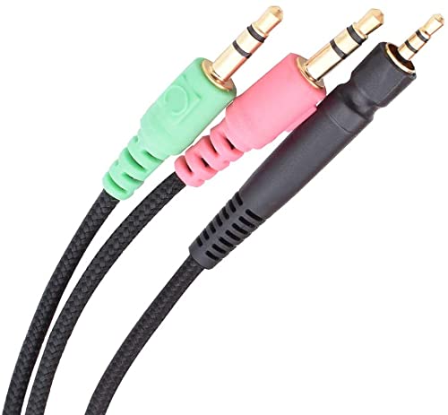 Sqrgreat GSP 500 Replacement UNP PC Cable Nylon Braided Cord Compatible with Sennheiser Game Zero Game ONE, GSP500 GSP600 GSP350, PC 37X PC 373D Gaming Headphones, black, 6.6FT