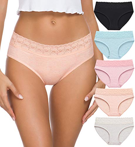 GNEPH Womens Underwear Cotton, Womens Underwear Bikini Panties 5 Pack(218S-Light)