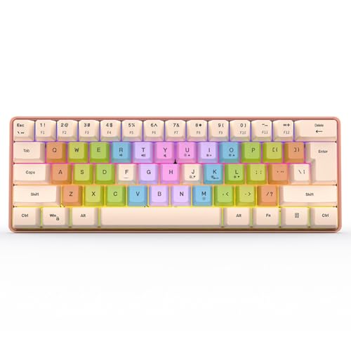 Gaming Keyboard for Girl, 60 Percent Keyboard Color Cute Keyboard with RGB, Wired Mechanical Keyboard for Gaming Office Apricot