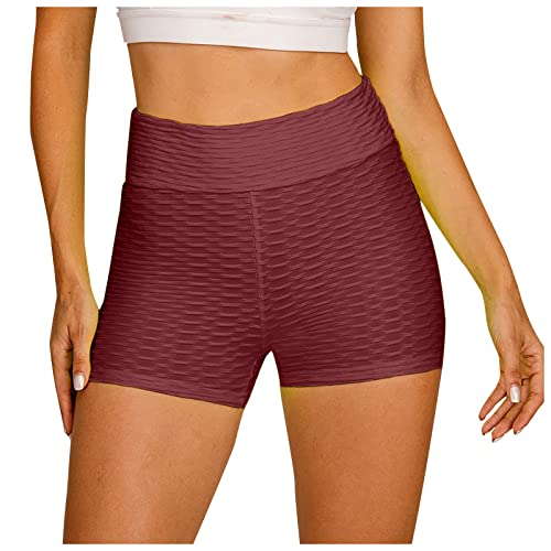 High Waisted Booty Shorts，Sexy Shorts for Women Scrunch Butt Booty Shorts High Waisted Bowknot Short Leggings Bubble Textured Workout Hot Pants，Lounge Shorts for Women