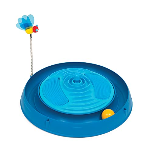 Catit Play Circuit Ball Cat Toy with Scratch Pad, Catnip Toy, Blue, 43001