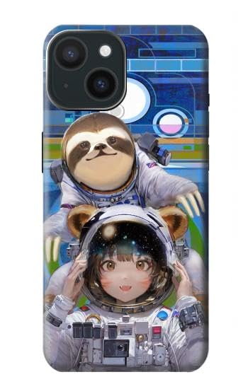 R3915 Raccoon Girl Baby Sloth Astronaut Suit Case Cover for iPhone 15