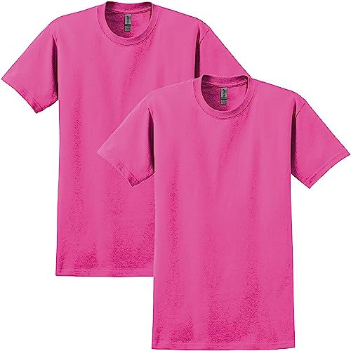 Gildan Adult Ultra Cotton T-Shirt, Style G2000, Multipack, Safety Pink (2-Pack), Medium