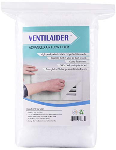 Ventilaider Complete Air Vent Register Filter Set Cut to Fit Any Size 16' x 60' & 50' Installation Tape, Electrostatic Fabric. Purifies Air, Helps Reduce Dust from Ducts, AC Furnace System