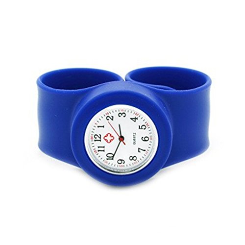 Vavna Wristwatches Silicone Nurse Watch -Slap On Watch - Deep Blue - Adult Large Size