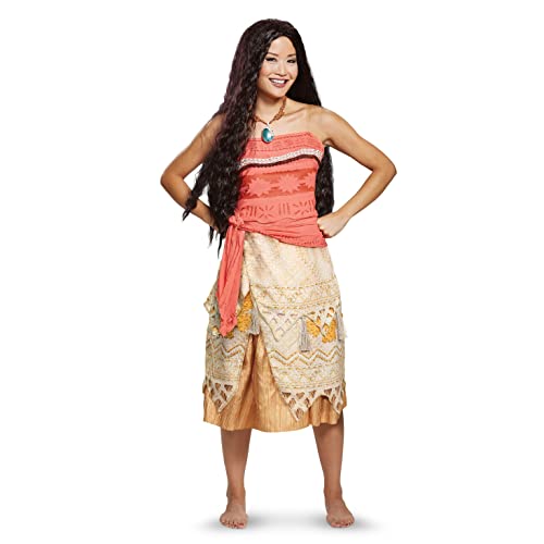Disguise Women's Moana Deluxe Adult Costume, red, L (12-14)
