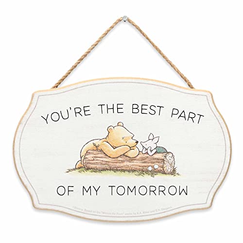 Open Road Brands Disney Winnie The Pooh You're The Best Part Hanging Wood Wall Decor - Adorable Winnie The Pooh Sign for Home