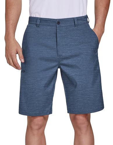 PULI Men's Golf Hybrid Dress Shorts Casual Chino Stretch Flat Front Lightweight Quick Dry with Pockets Blue