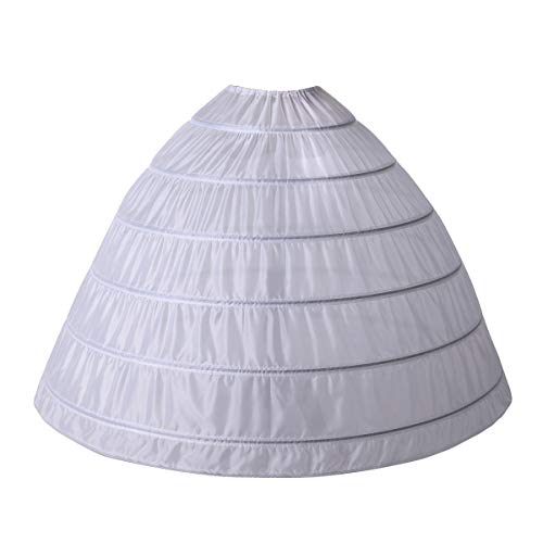 AtSopop AnDream Full A-line 6 Hoop Petticoat for Women Underskirt Slip Crinoline for Bridal Dress PT06-WH White, One Size