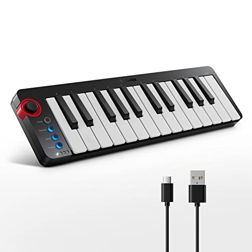 Donner Mini MIDI Keyboard, N-25 25 Key MIDI Controlle with Velocity-Sensitive Mini Keys&Light-up Rocker and Music Production Software Included, Small MIDI Keyboard with 40 Free Courses