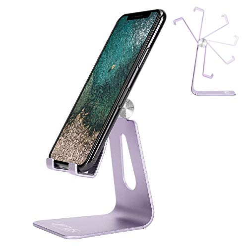 Urmust Adjustable Cell Phone Stand Phone Stand for Desk Cradle, Dock, Holder Compatible with iPhone 15 14 13 12 11 Pro Max Xs XR 8 X 7 6 6S Plus SE 5 5S 5C(Purple)