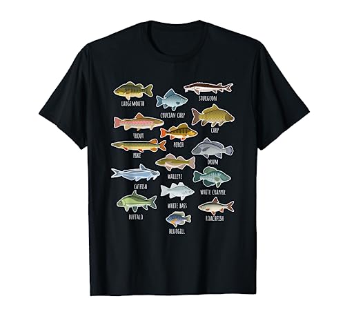 Types Of Freshwater Fish Species Fishing T-Shirt