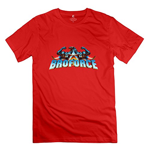 Broforce Logo Cool O-Neck Red Shirts For Men's Size M