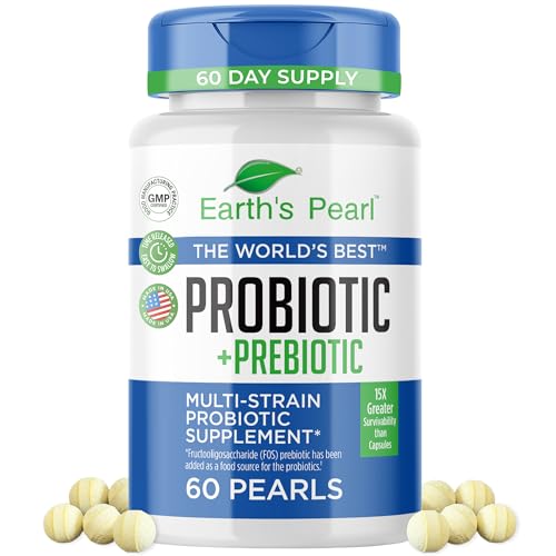 Earth's Pearl Probiotic Pearls for Women and Men - Kids Probiotic with Prebiotic Fiber - Daily Probiotic for Women and Men - 60-Day Supply of Prebiotics and Probiotics for Women and Men Probiotic