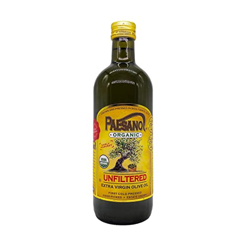 Paesanol ORGANIC UNFILTERED Extra Virgin Olive Oil 33.8 Fl Oz Glass