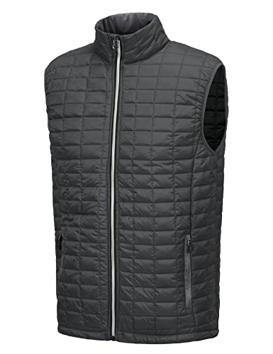Little Donkey Andy Men's Puffer Vest, Lightweight Warm Sleeveless Jacket for Hiking Travel Golf Gray/Black A2 L