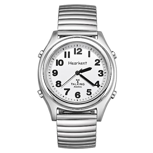 Hearkent Atomic Talking Watch for Blind and Visually impaired Stainless Steel Strech Band Best Gift for Elderly or Blind People