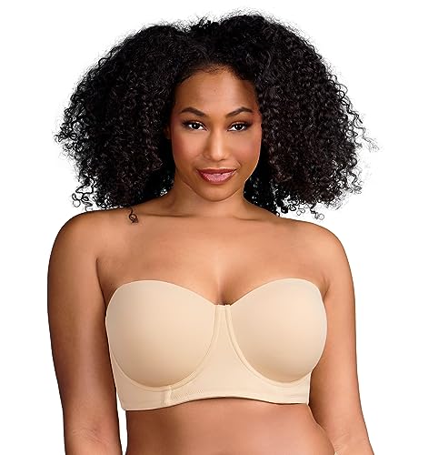 HSIA Strapless Bras for Women Push Up, Underwire Bra for Big Busted, Supportive Lift Balconette Padded T-Shirt Bras Beige